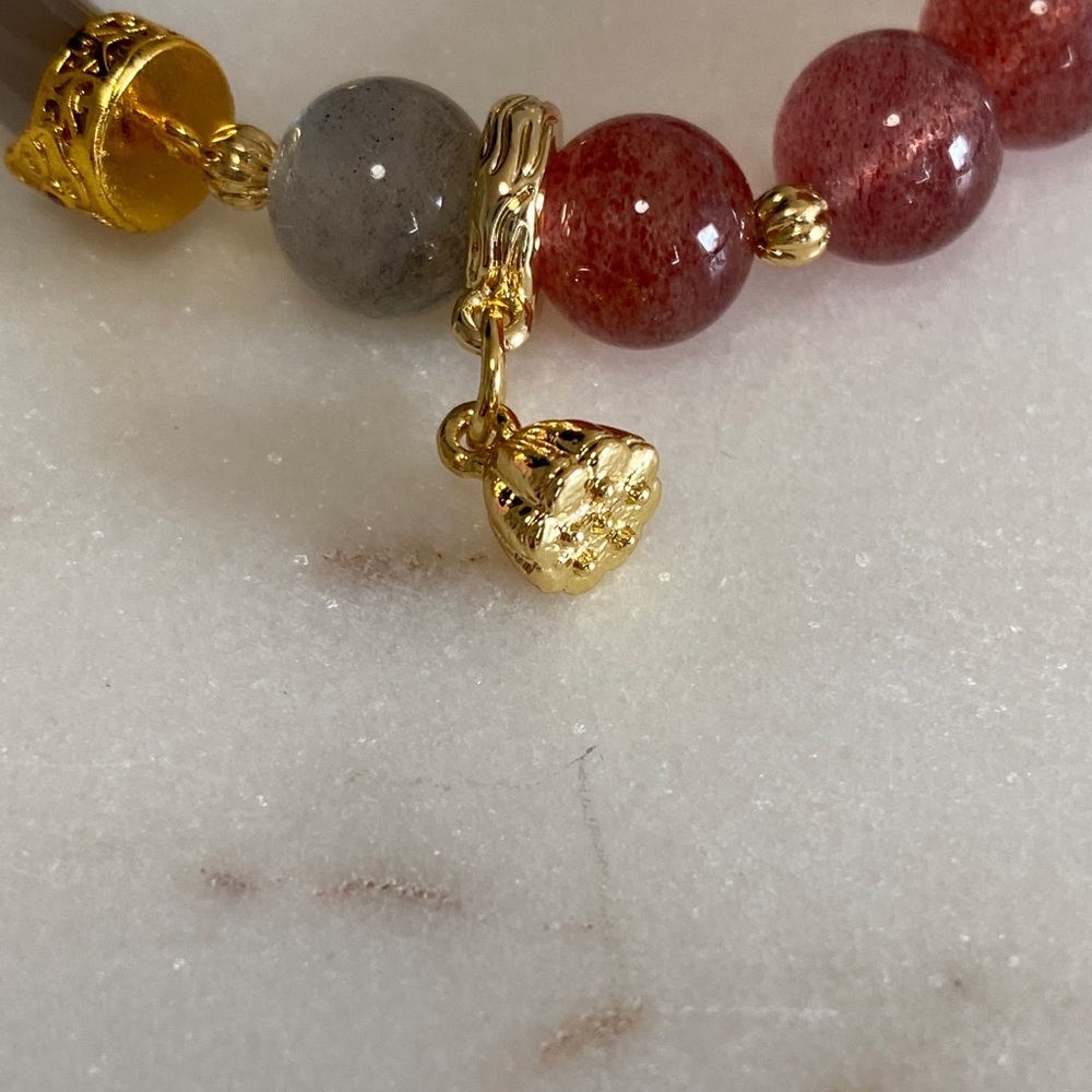 Agate Bangle & Strawberry Quartz Bracelet | Pink Crystal Hybrid Luxe ✨ - Picture 8 of 9